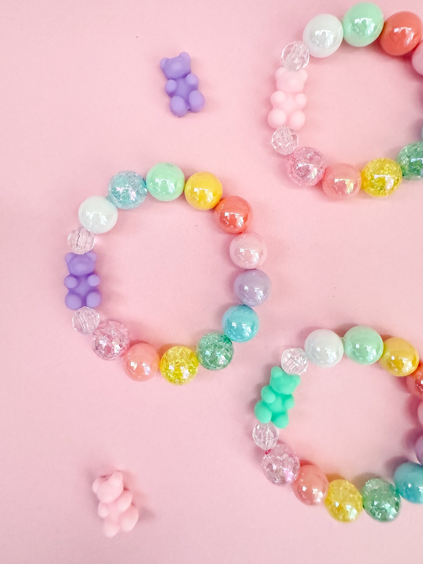 Beaded Rainbow Bear Bracelet, Personalized, Custom Name