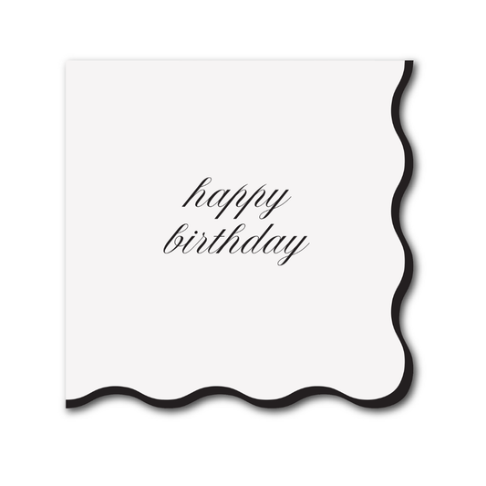Happy Birthday Cocktail Napkins - Cream & Black