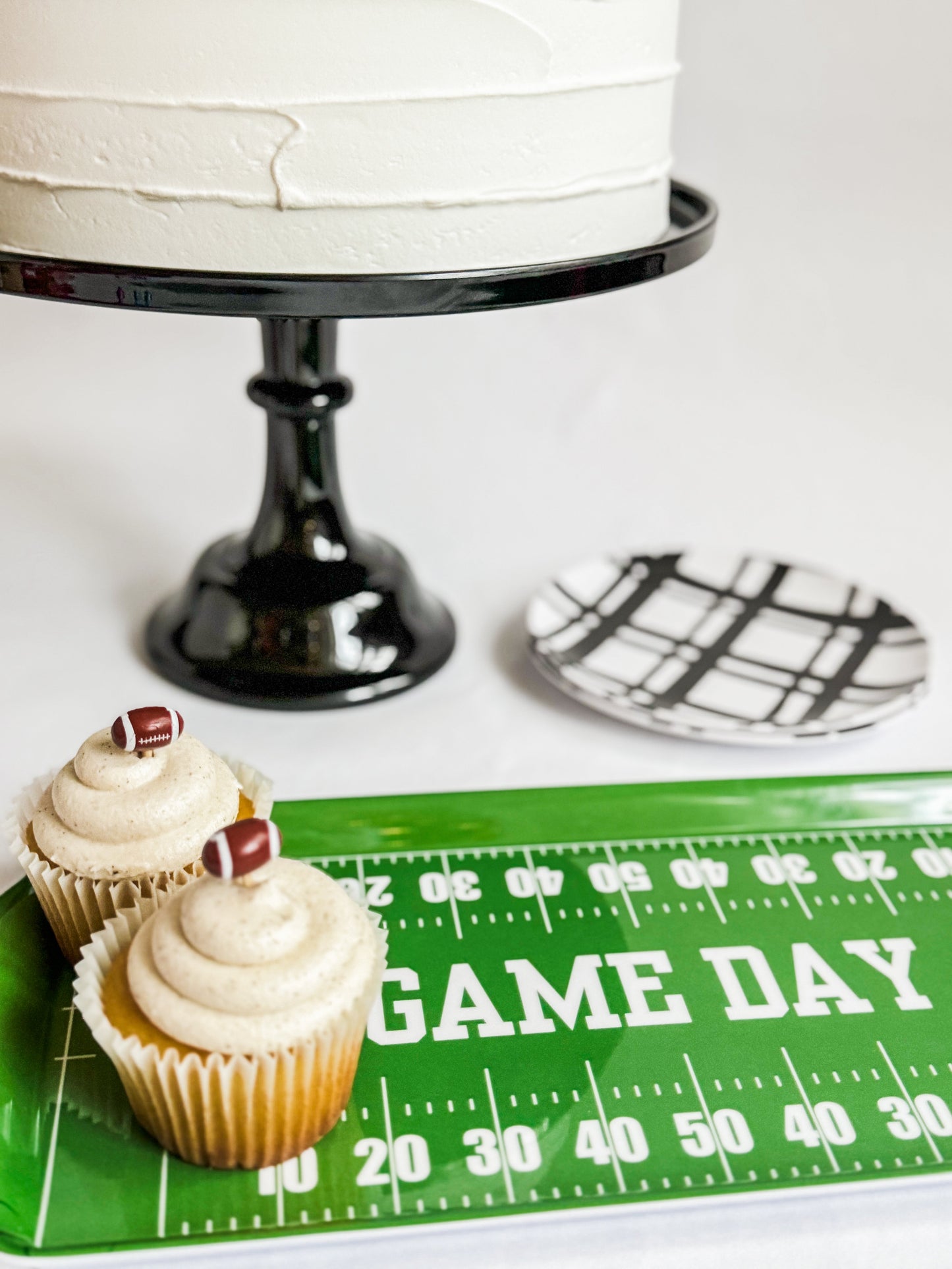 Green Football GameDay Melamine Tray for Appetizers & Tailgate Parties