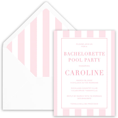 cabana stripe birthday invitation
