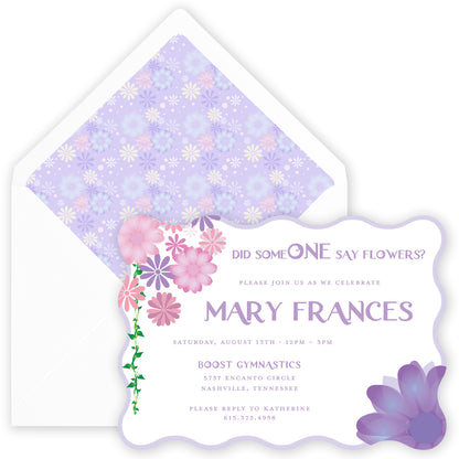 did someone say flowers? birthday invitation