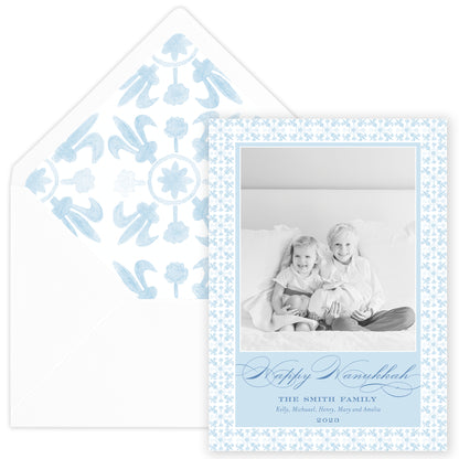 cerulean blue tuscan tile holiday card