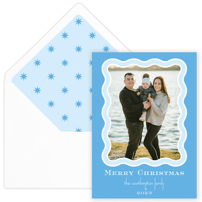 blue squiggle holiday card