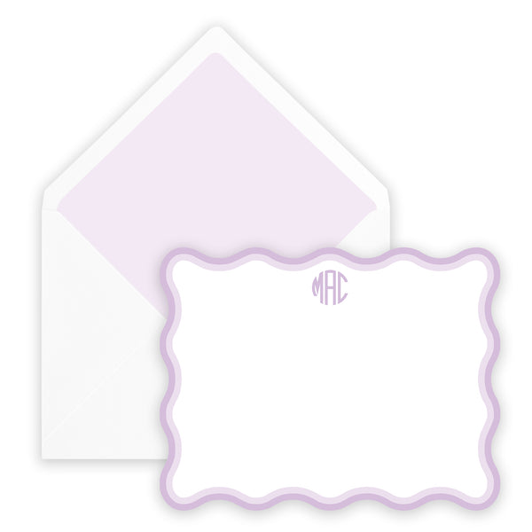 lavender wave monogram notecard