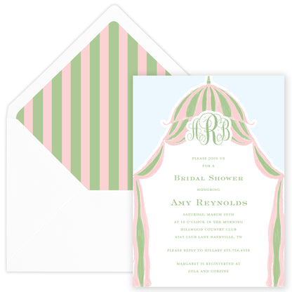 cabana monogram party invitation