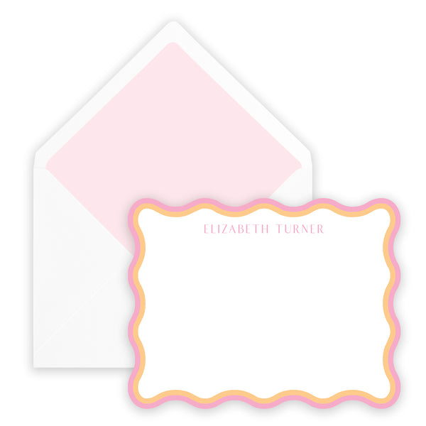 pink & orange wave notecard