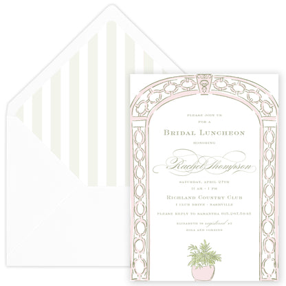 pink trellis party invitation
