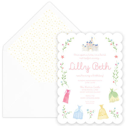 princess dresses birthday invitation
