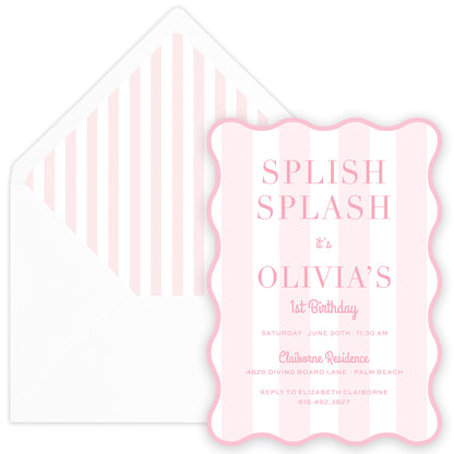 pink splish splash birthday invitation
