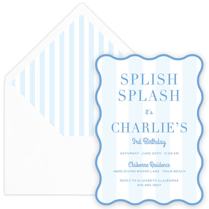 blue splish splash party invitation