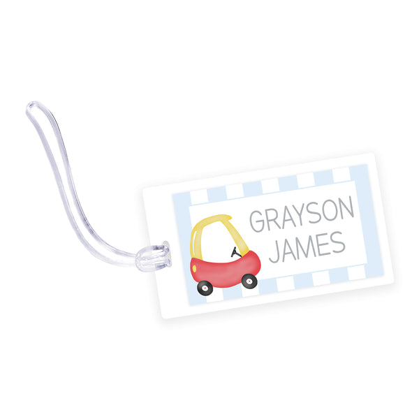 cozy coupe laminated bag tag