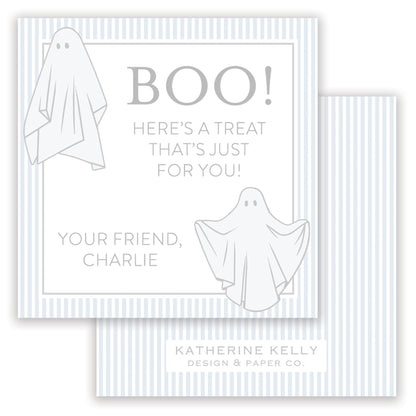 blue spooky ghost halloween card