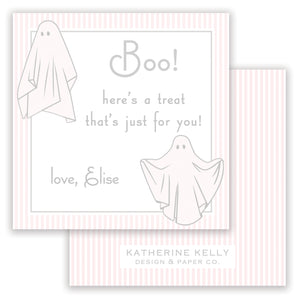pink spooky ghost halloween card