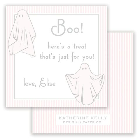 pink spooky ghost halloween card