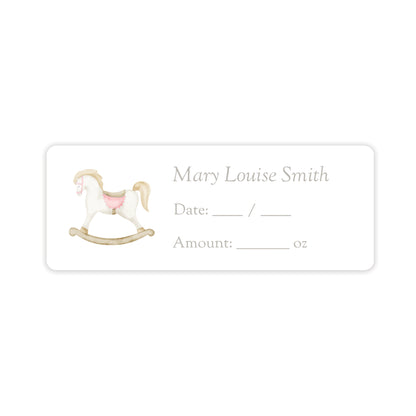 rocking horse pink breast milk bag labels