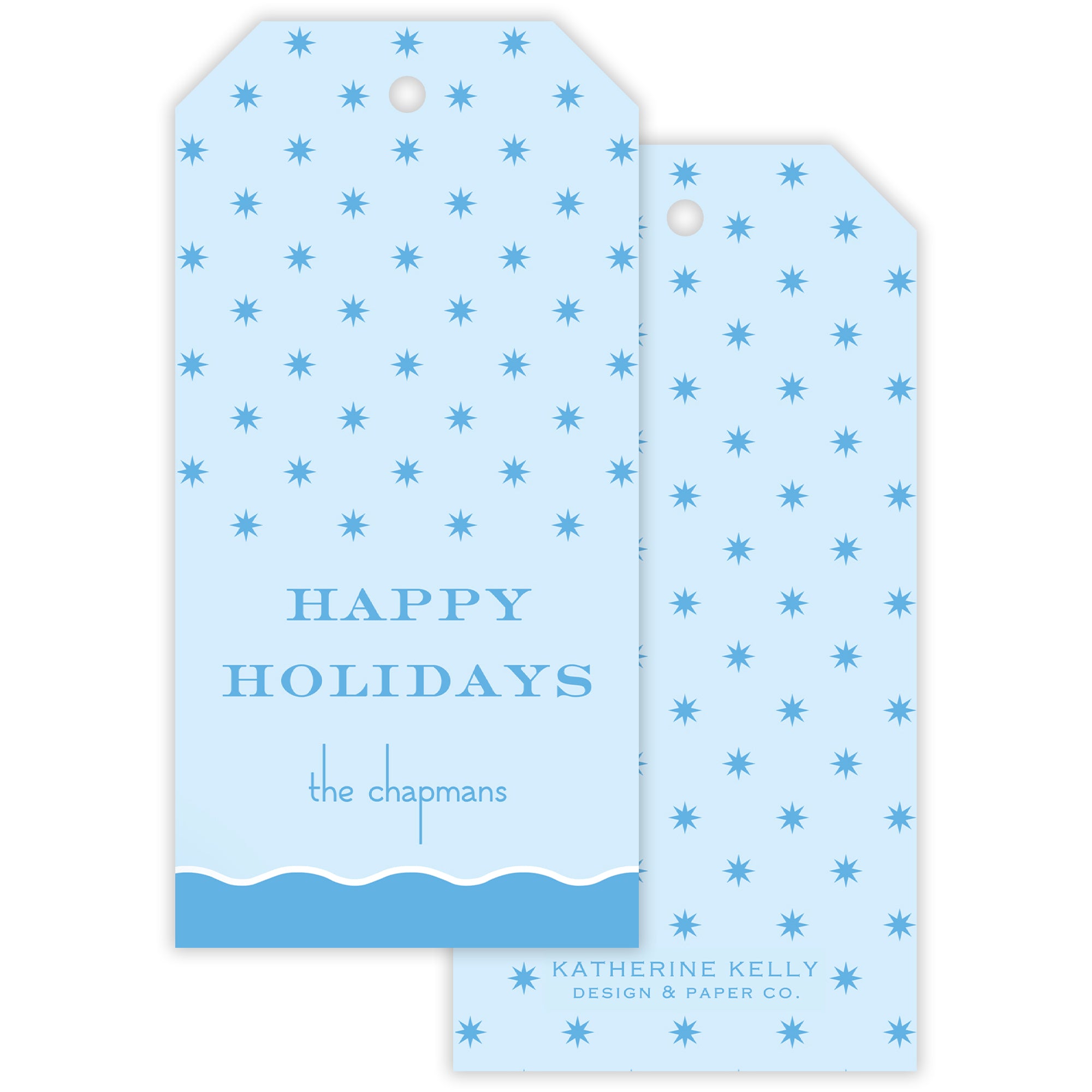 blue squiggle personalized gift tag