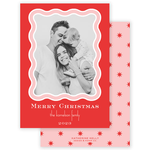 red squiggle holiday card