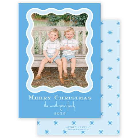 blue squiggle holiday card