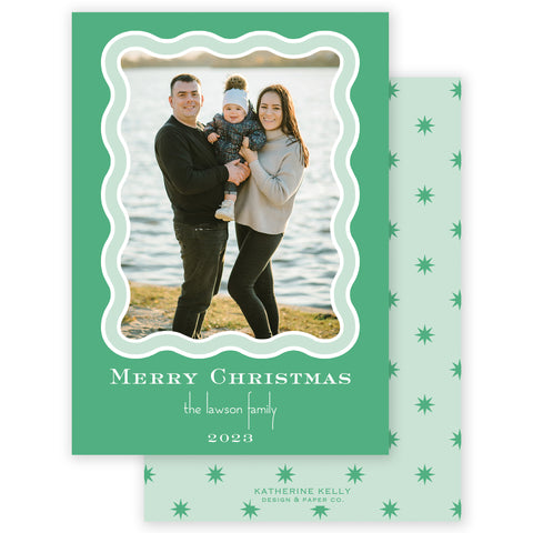 green squiggle holiday card