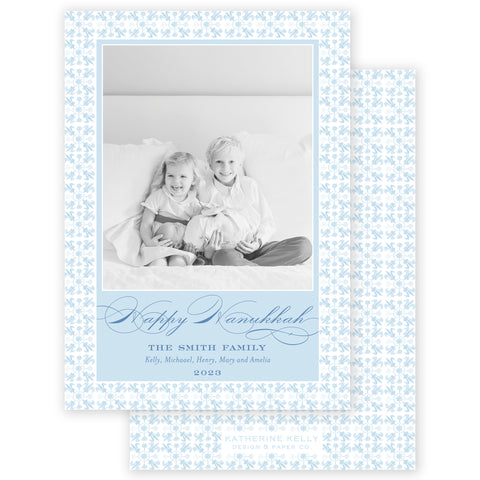 cerulean blue tuscan tile holiday card