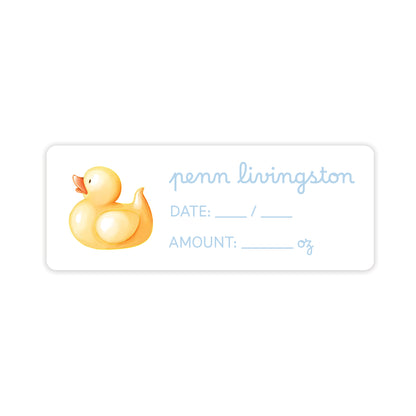 rubber ducky blue breast milk bag labels