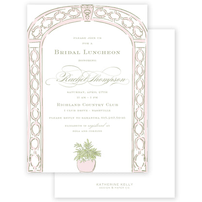 pink trellis party invitation