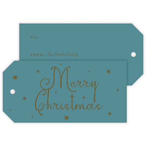 teal christmas drip personalized gift tag