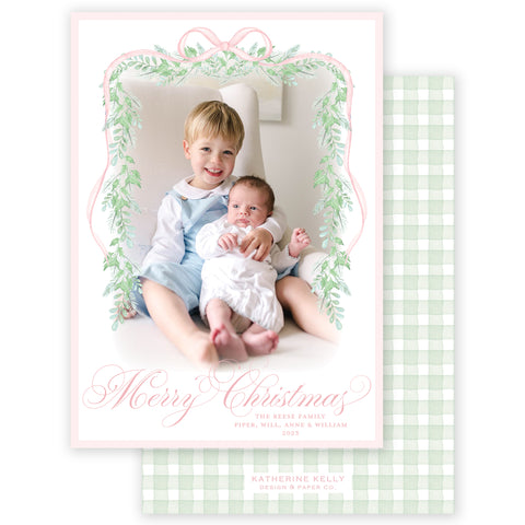 baby pink vine holiday card