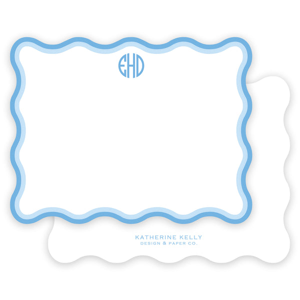 blue wave monogram notecard