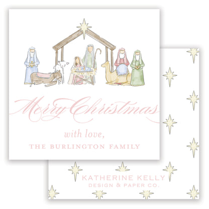 pink nativity enclosure card