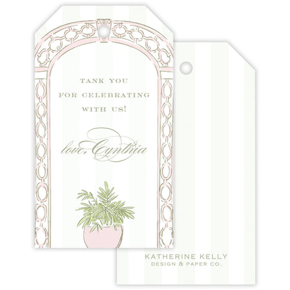 pink trellis party favor tag