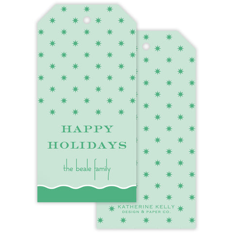 green squiggle personalized gift tag