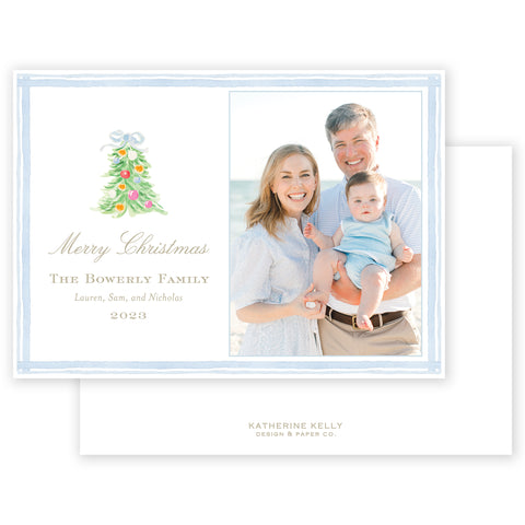 oh, christmas tree blue horizontal holiday card