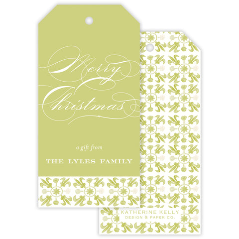 chartreuse tuscan tile personalized gift tag