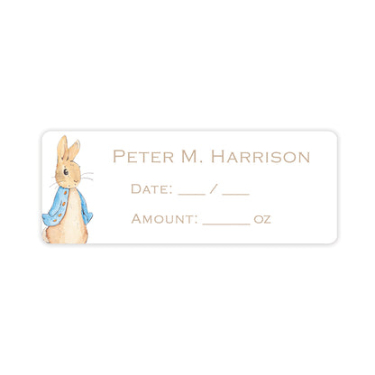 peter rabbit blue breast milk bag labels