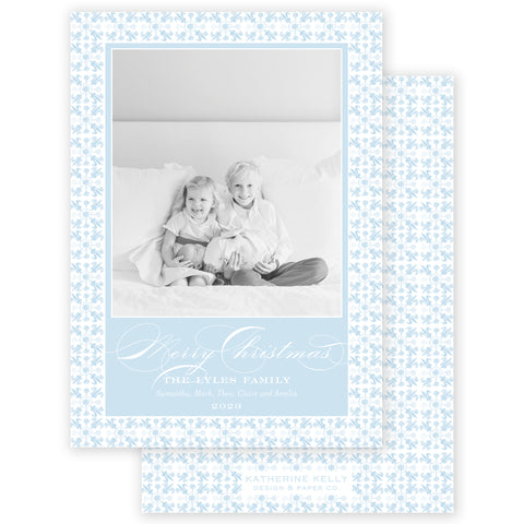 blue tuscan tile holiday card