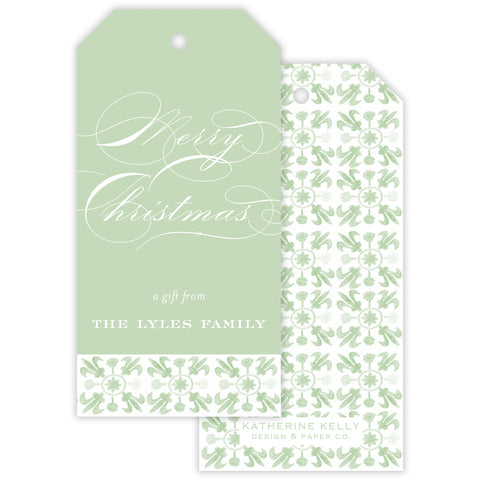 sage tuscan tile personalized gift tag