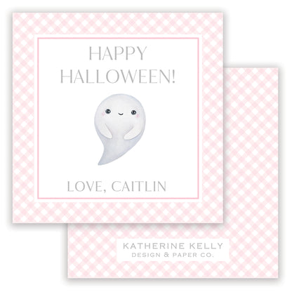 friendly ghost pink halloween card