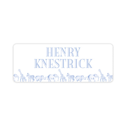 blue safari vinyl school labels