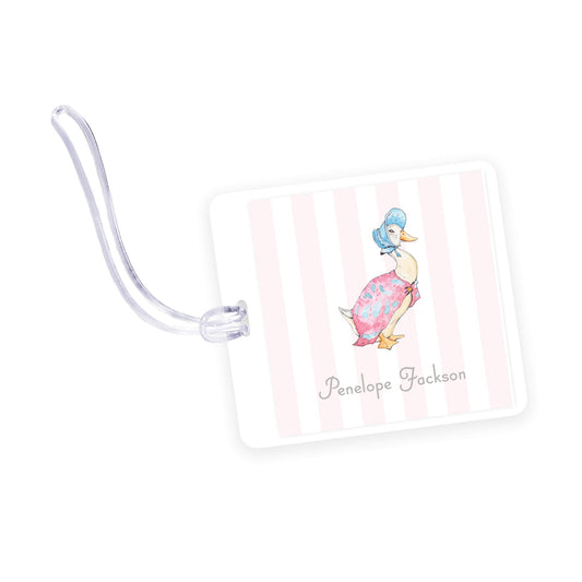 puddle duck square laminated bag tag