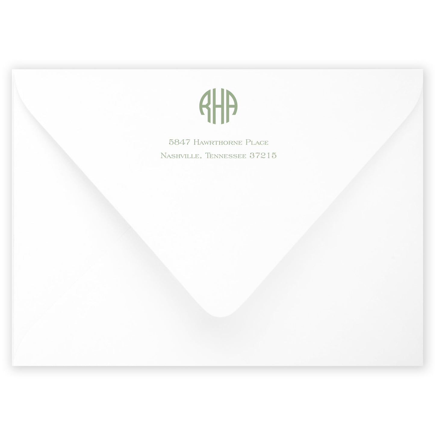 sage round monogram invitation