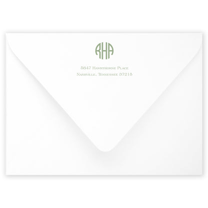 sage round monogram invitation