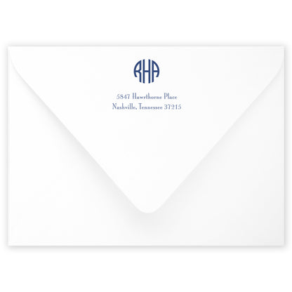 navy round monogram invitation