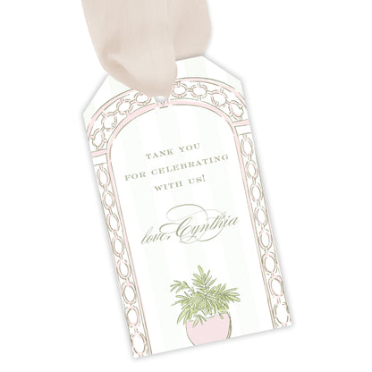 pink trellis party favor tag