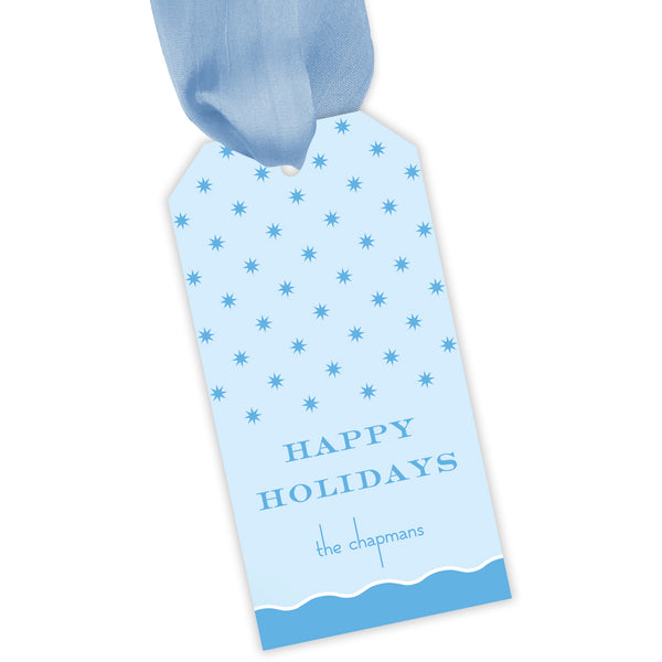 blue squiggle personalized gift tag