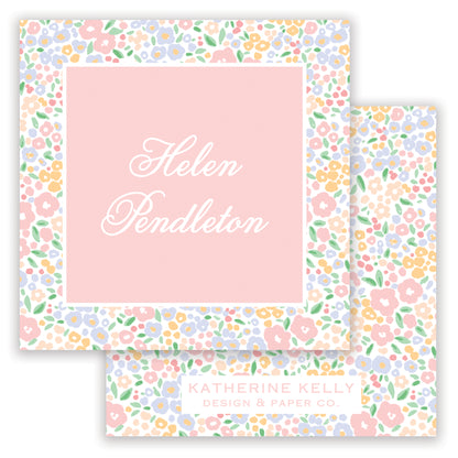pink ditsy floral enclosure card