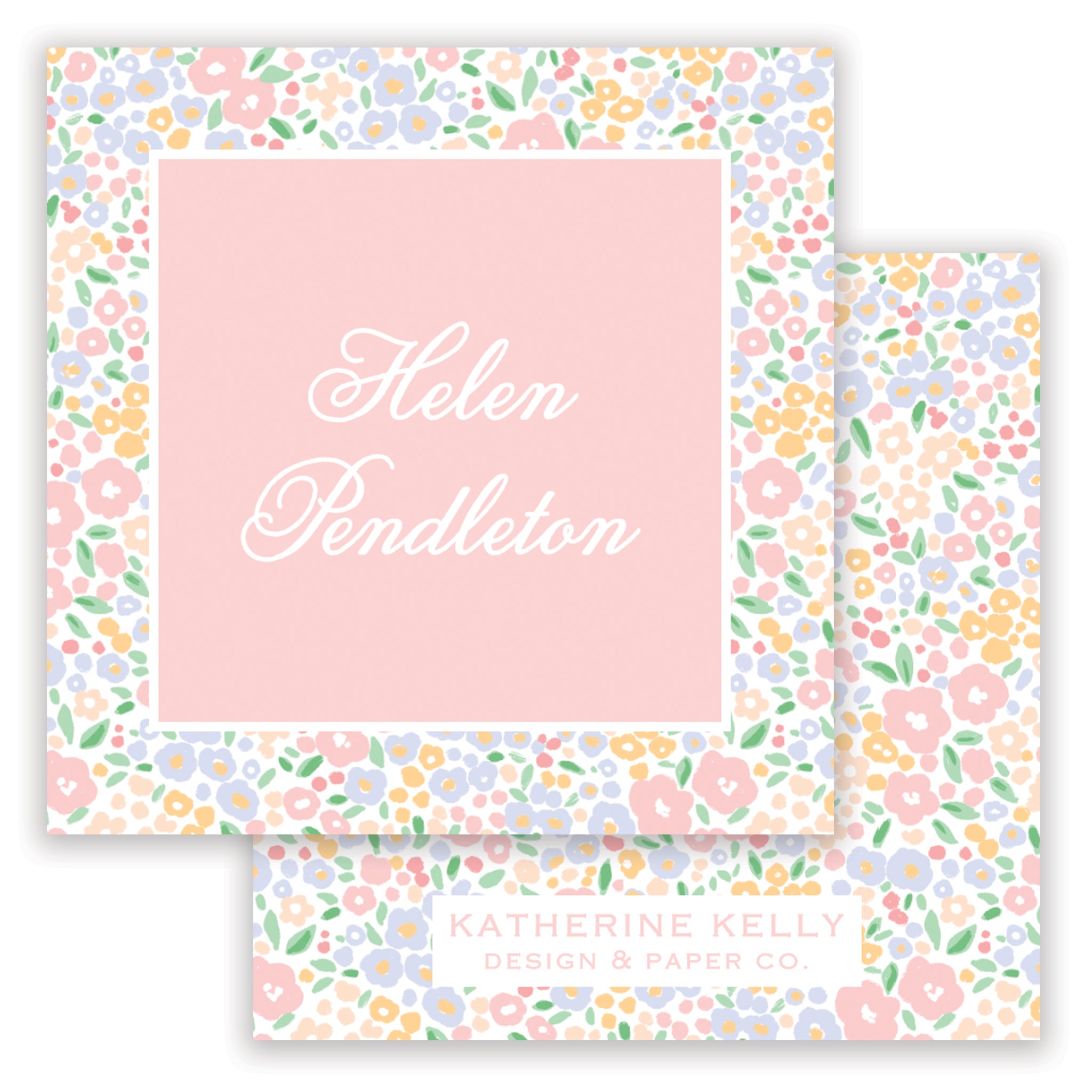 pink ditsy floral enclosure card