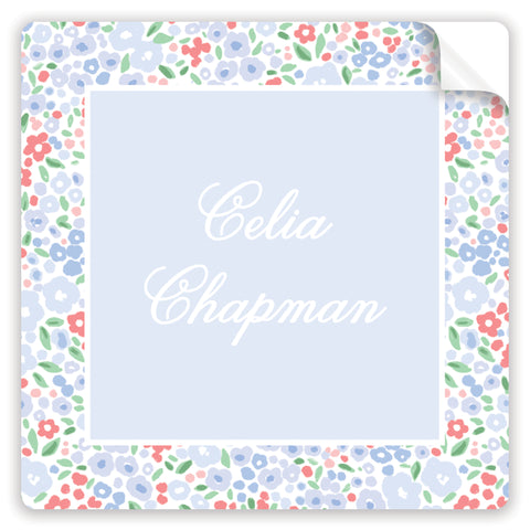 blue ditsy floral stickers