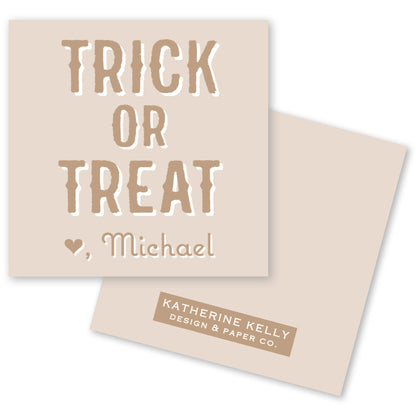 taupe trick or treat halloween card