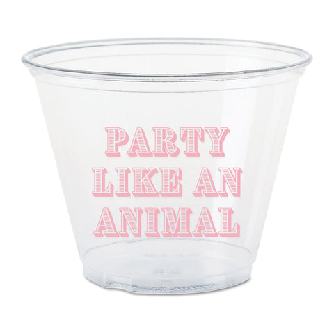 pink party animal plastic cups